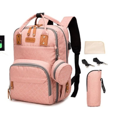 Baby Diaper Backback Large Capacity Mummy Nappy Bag Multifunctional Daypack with Pacifier Holder Changing Pad Stroller S