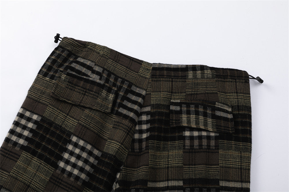 Fashion Plaid Casual Straight Trousers Men