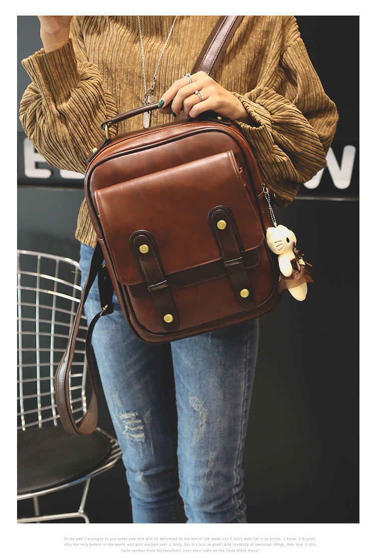 Women''s Bag Retro British Backpack  Student Schoolbag Pu Campus