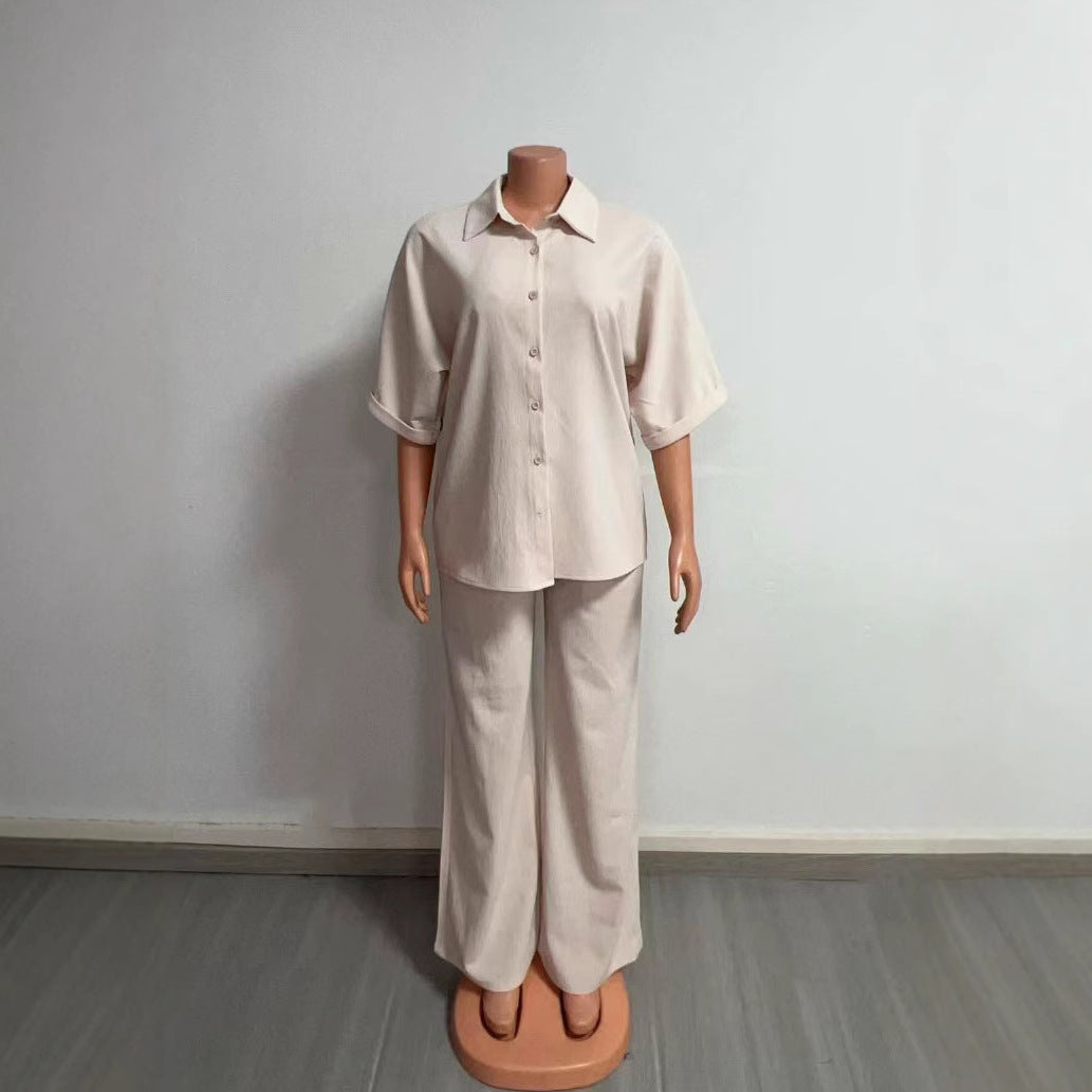 Shirt Wide Leg Trousers Suit Women