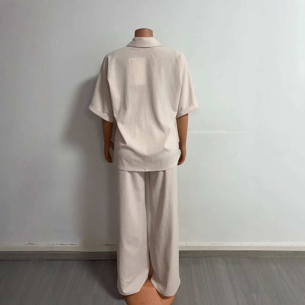 Shirt Wide Leg Trousers Suit Women