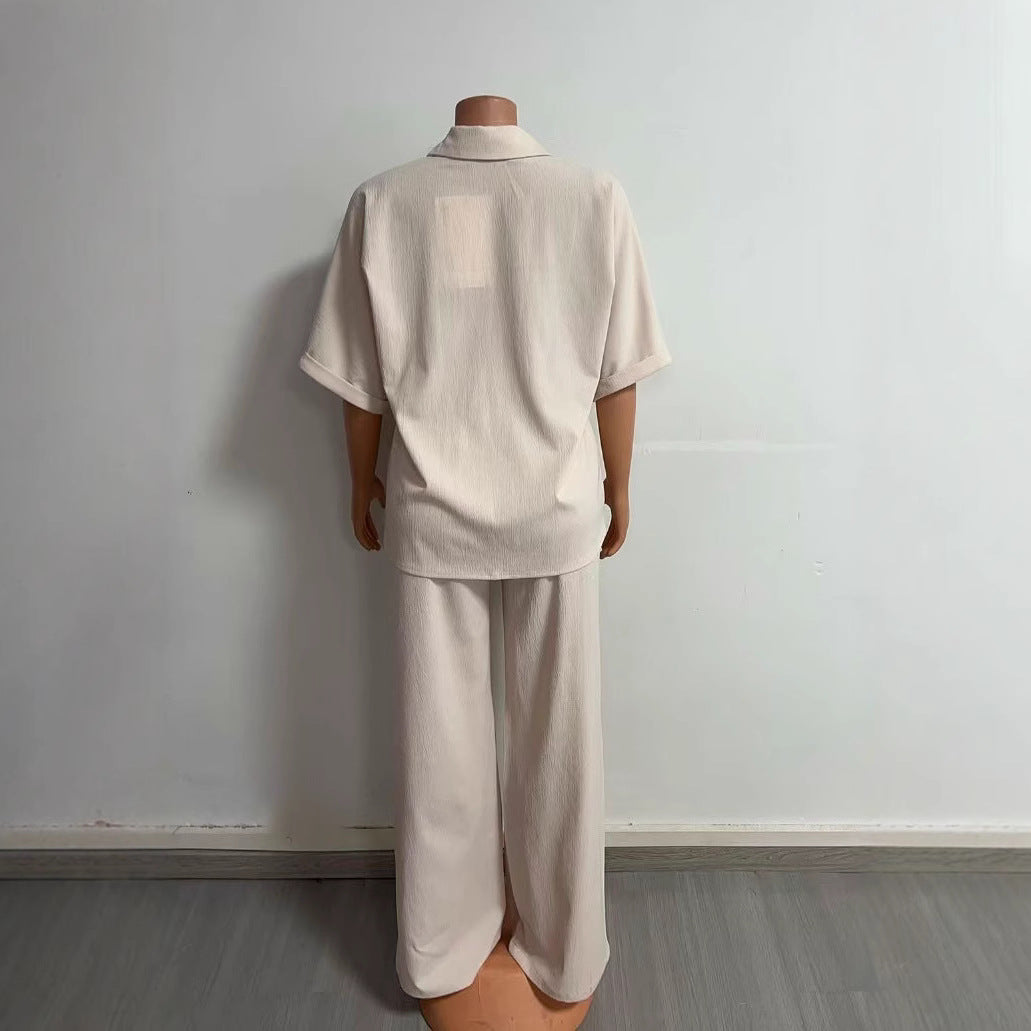 Shirt Wide Leg Trousers Suit Women